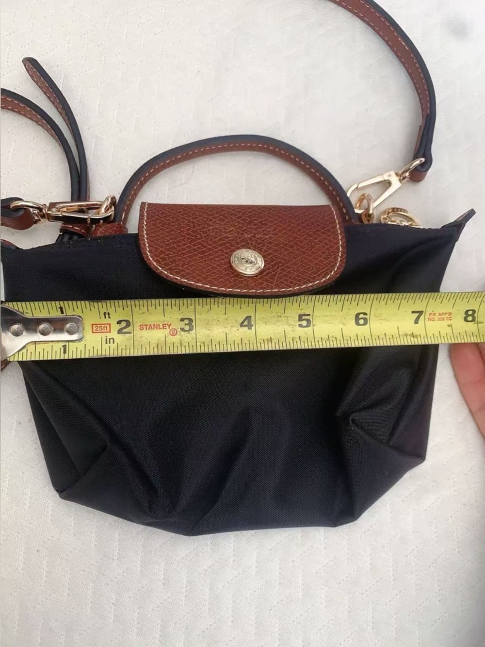 Le Pliage Original Classic Mini Pouch black color Cosmetics Case with strap - Picture 5 of 13